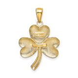 14k Yellow Gold Shamrock Pendant with Three-Leaf Clover Design, Celtic Symbol of Luck