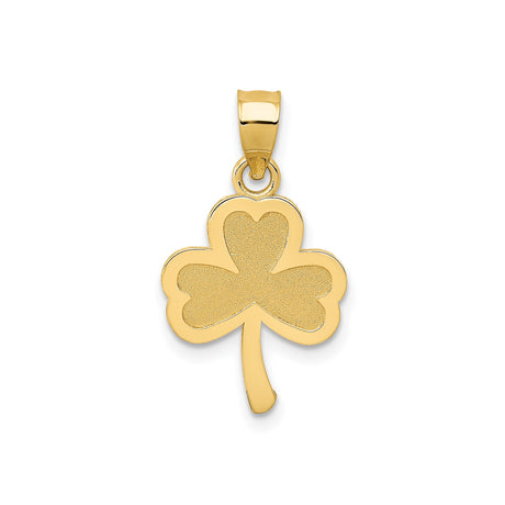 14k Yellow Gold Shamrock Pendant, Three Leaf Clover Symbol, Celtic Irish Heritage Charm
