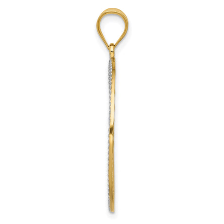 14k Multi-Tone Gold Tree of Life Pendant with Scrollwork Branches in Circle Frame