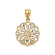 14k Multi-Tone Gold Filigree Pendant with Mandala Floral Design and Diamond Cut Accents