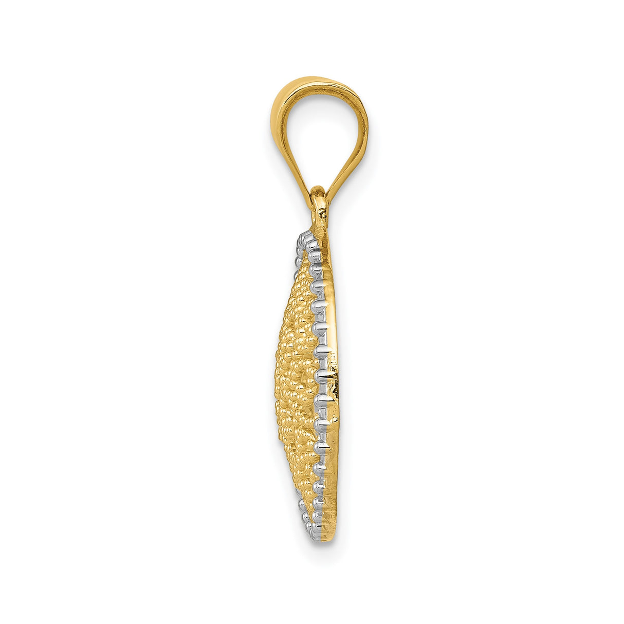 14k Multi-Tone Gold Pendant, Round Filigree Design with Swirling Openwork Pattern for Women