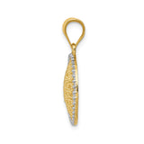 14k Multi-Tone Gold Pendant, Round Filigree Design with Swirling Openwork Pattern for Women