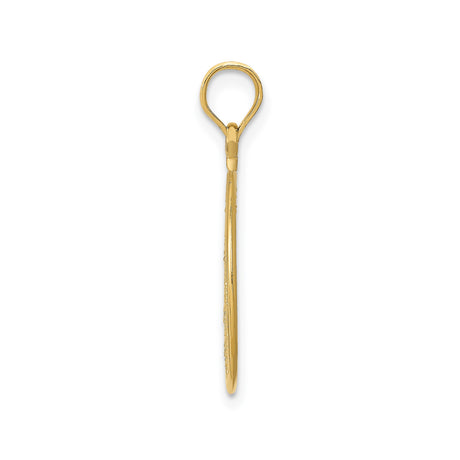 14k Yellow Gold Round Pendant with Filigree Openwork Scroll and Swirl Design for Women