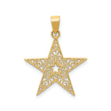 14k Yellow Gold Star Pendant with Openwork Filigree Design, Celestial Charm for Women