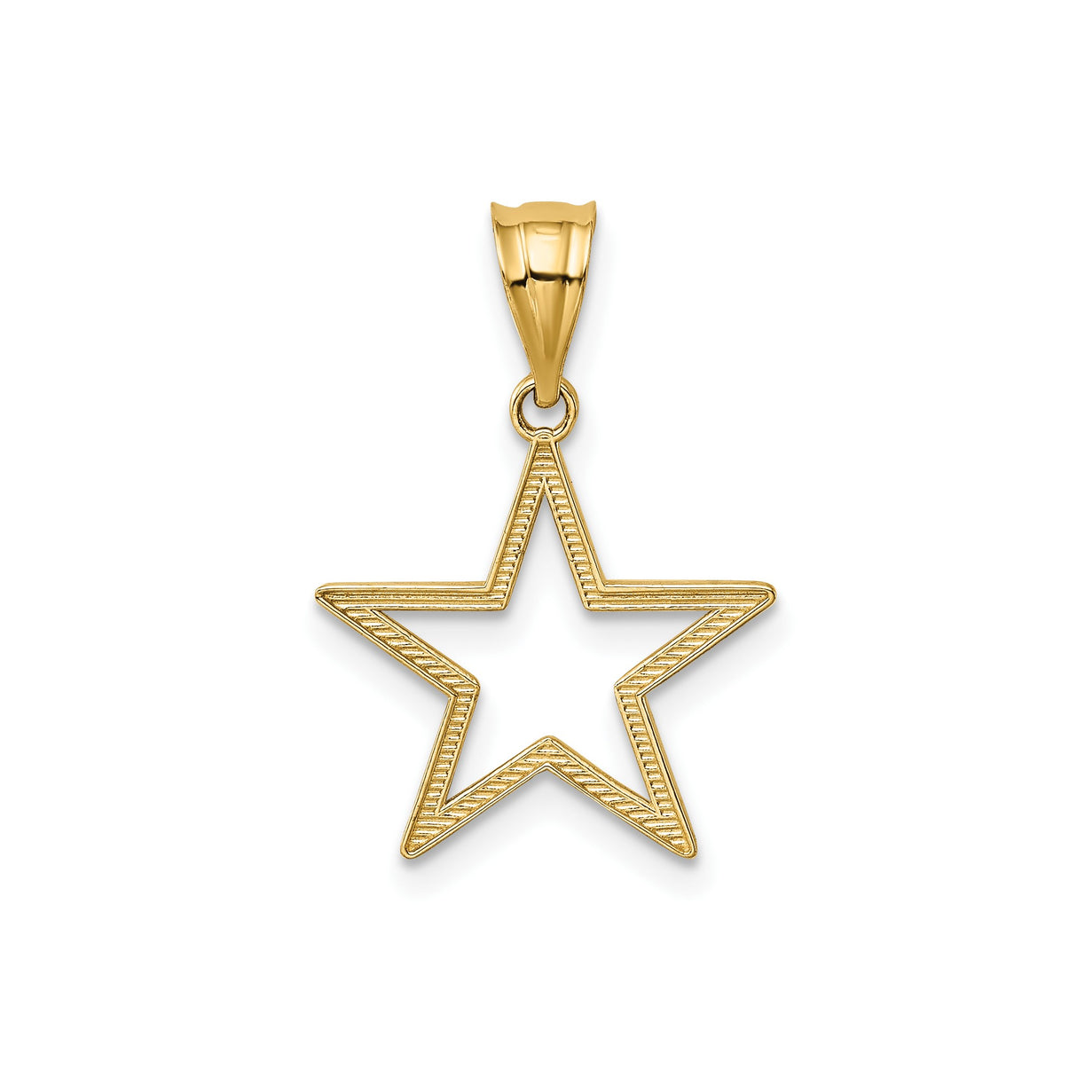 14k Yellow Gold Star Pendant, Open Five-Pointed Minimalist Charm for Women