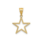 14k Yellow Gold Star Pendant, Open Five-Pointed Minimalist Charm for Women