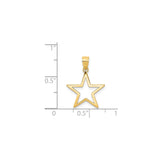 14k Yellow Gold Star Pendant, Open Five-Pointed Minimalist Charm for Women