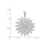 14k White Gold Sunburst Pendant with Filigree Design, Nature-Inspired Spiritual Charm