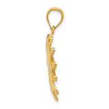 14k Multi-Tone Gold Daisy Flower Pendant with Textured White Center and Polished Petals