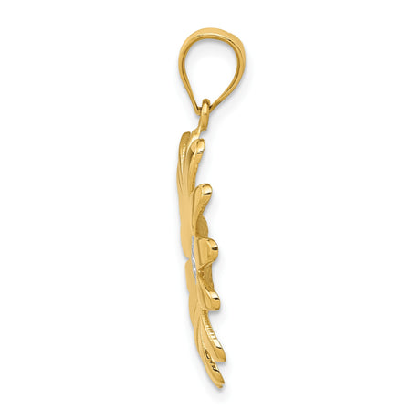 14k Multi-Tone Gold Daisy Flower Pendant with Textured White Center and Polished Petals