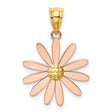 14k Two-Tone Gold Daisy Pendant with Rose Gold Petals and Textured Center, Floral Charm