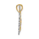 14k Multi-Tone Gold Butterfly Pendant with Textured Openwork Design for Women