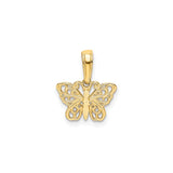 14k Yellow Gold Butterfly Pendant with Filigree Design, Symbol of Transformation and Renewal