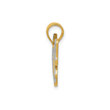 14k Multi-Tone Gold Butterfly Pendant with Rhodium Accents and Filigree Design