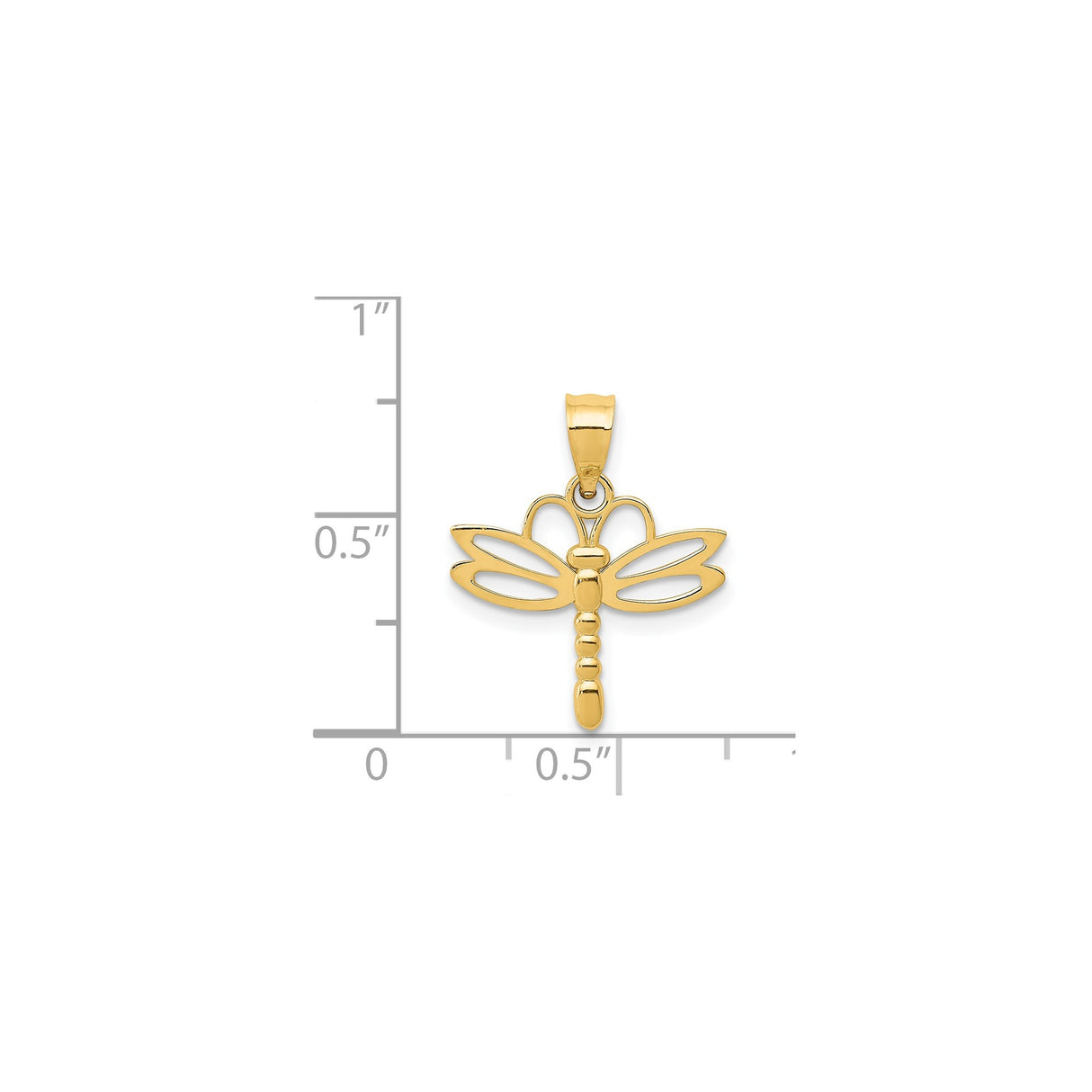 14k Yellow Gold Dragonfly Pendant with Openwork Cutout Wings, Nature-Inspired Spiritual Jewelry for Women