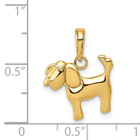 14k Yellow Gold Dog Charm Pendant Featuring Playful Hound Design for Women