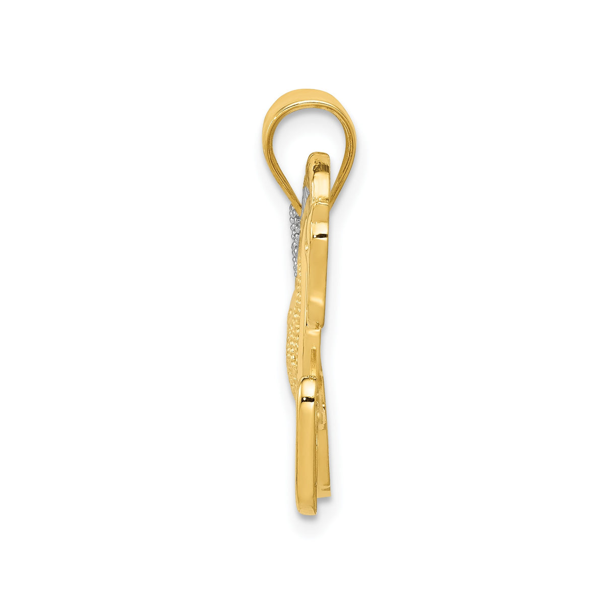 14k Two-Tone Gold Leaping Horse Pendant with Rhodium Accents and Filigree Detail