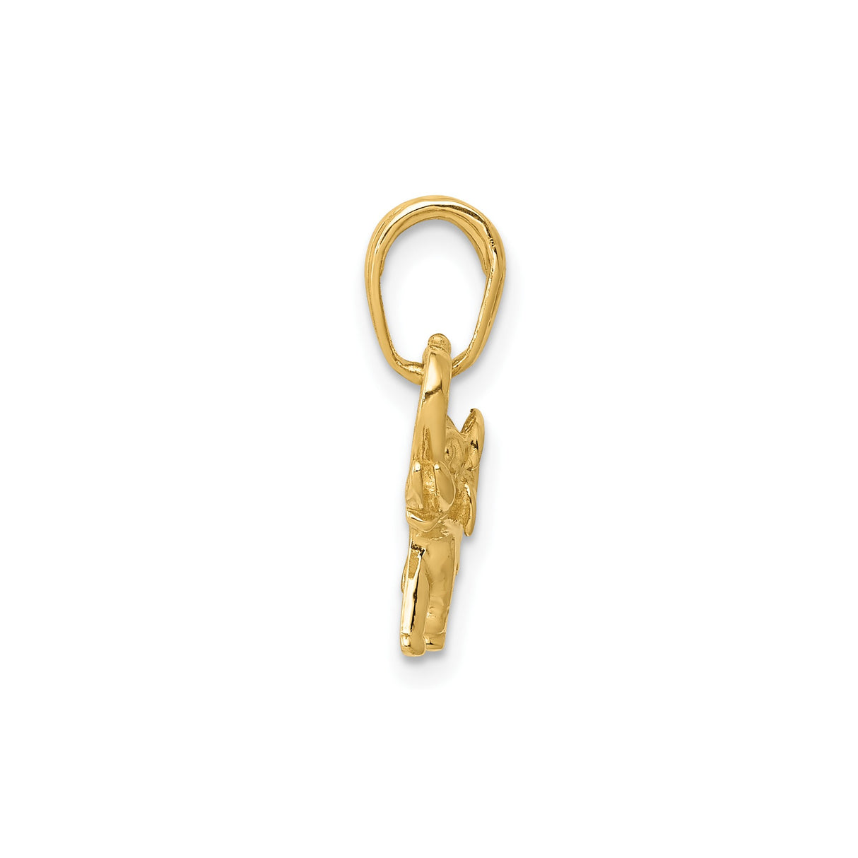 14k Yellow Gold Elephant Pendant with Raised Trunk, Animal Charm for Luck and Wisdom