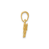 14k Yellow Gold Elephant Pendant with Raised Trunk, Animal Charm for Luck and Wisdom