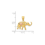 14k Two-Tone Gold Elephant Pendant with Rose Gold Heart Detail, Symbol of Love and Strength