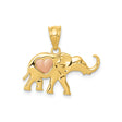 14k Two-Tone Gold Elephant Pendant with Rose Gold Heart Detail, Symbol of Love and Strength