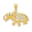 14k Yellow Gold Elephant Pendant with Ornate Filigree Design, Lucky Spiritual Amulet for Women