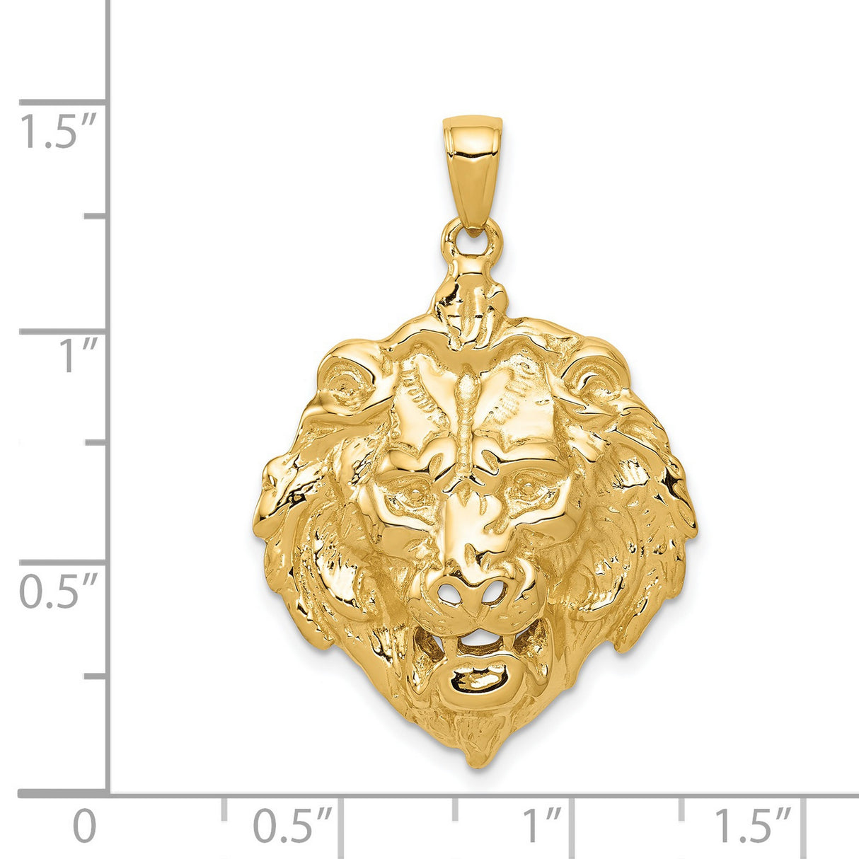 Male Lion Head And Mane Charm Pendant in Real 14k Yellow Gold