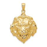 Male Lion Head And Mane Charm Pendant in Real 14k Yellow Gold