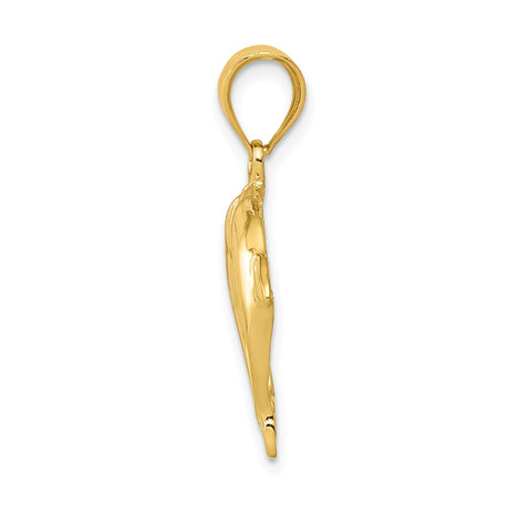 14k Yellow Gold Dolphin Pendant with Heart Shape and Ocean-Inspired Design