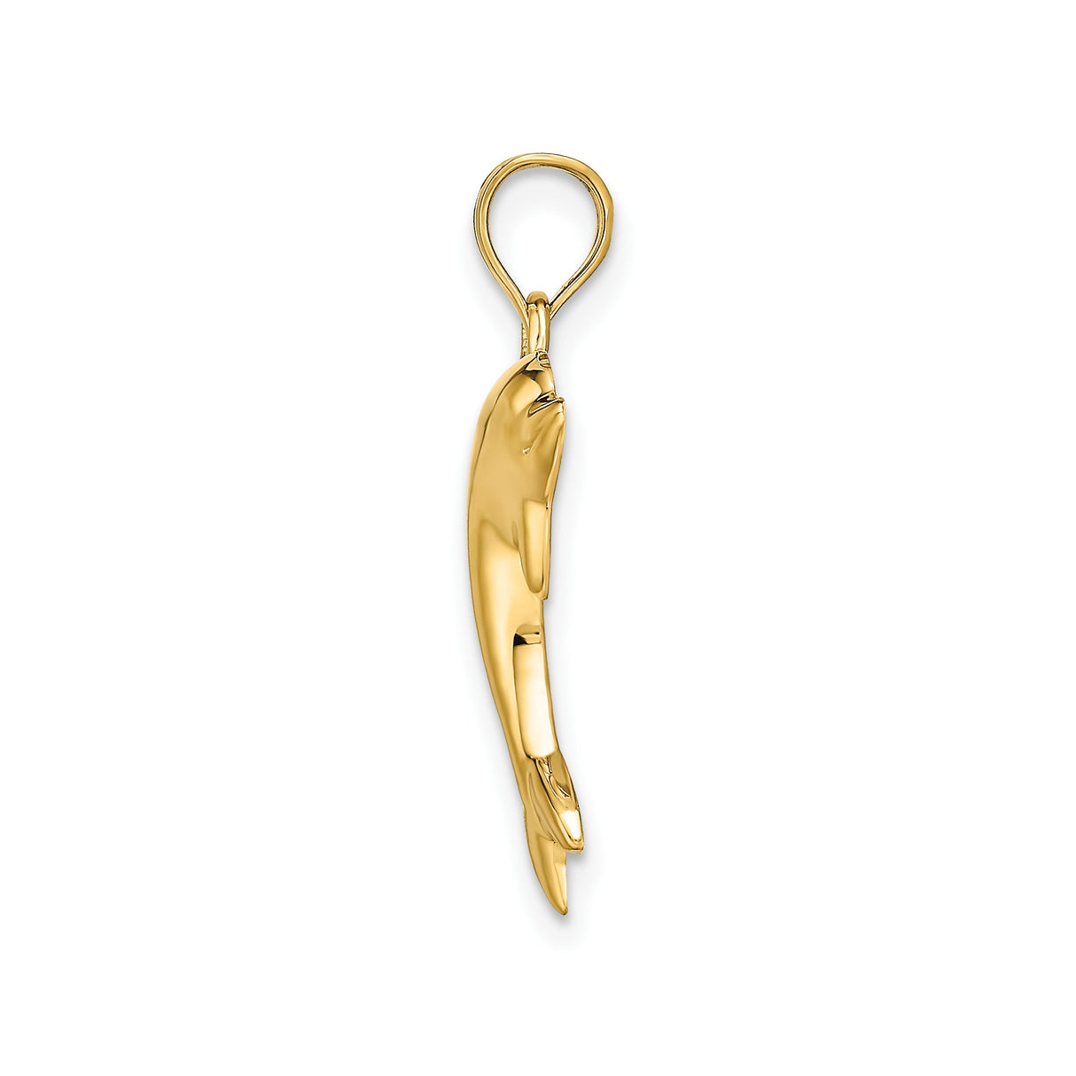 14k Yellow Gold Dolphin Pendant with Sleek Jumping Dolphin Design, Nautical Ocean-Inspired Charm