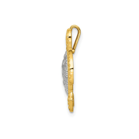 14k Two-Tone Gold Sea Turtle Pendant with Textured Silver Shell and Yellow Gold Flippers