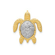 14k Two-Tone Gold Sea Turtle Pendant with Textured Silver Shell and Yellow Gold Flippers