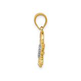 14k Two-Tone Gold Crab Pendant with Cancer Zodiac Symbol, Nautical Beach Design