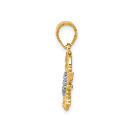 14k Two-Tone Gold Crab Pendant with Cancer Zodiac Symbol, Nautical Beach Design