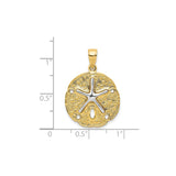 14k Two-Tone Gold Sand Dollar and Starfish Pendant, Nautical Ocean Theme Jewelry for Women