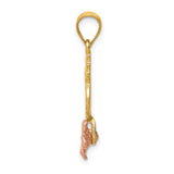 14k Two-Tone Gold Pineapple Pendant with Rose Gold Plumeria Flower, Tropical Hawaiian Jewelry