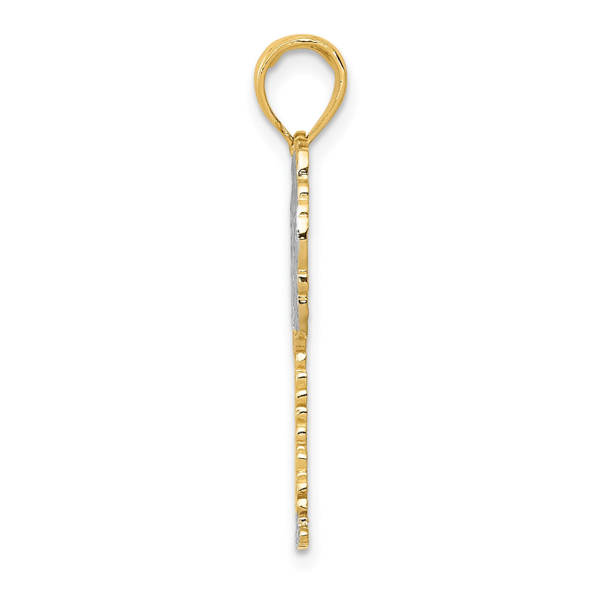 14k Multi-Tone Gold Palm Tree Pendant with Rhodium Detail, Tropical Island Charm