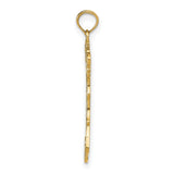 14k Yellow Gold Italy Map Pendant with Textured Outline and Vertical Italy Engraving