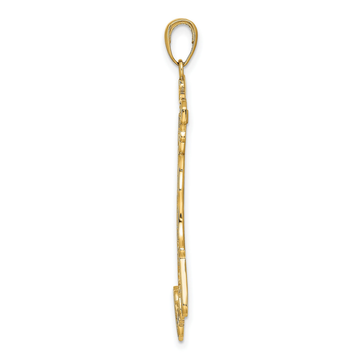 14k Yellow Gold Italy Map Pendant with Textured Outline and Vertical ITALY Engraving