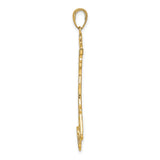 14k Yellow Gold Italy Map Pendant with Textured Outline and Vertical ITALY Engraving