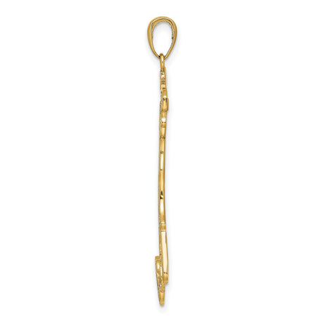 14k Yellow Gold Italy Map Pendant with Textured Outline and Vertical ITALY Engraving
