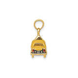 14k Yellow Gold Taxi Cab Pendant Charm, Vintage Urban Travel Jewelry Design