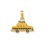 14k Yellow Gold Taxi Cab Pendant Charm, Vintage Urban Travel Jewelry Design