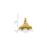 14k Yellow Gold Taxi Cab Pendant Charm, Vintage Urban Travel Jewelry Design