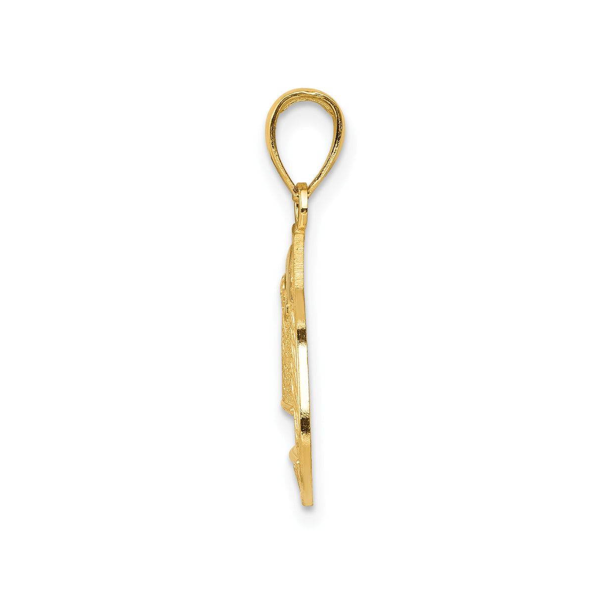 14k Multi-Tone Gold Badge Pendant, Police Shield with Rhodium Accents and Laurel Wreath Emblem