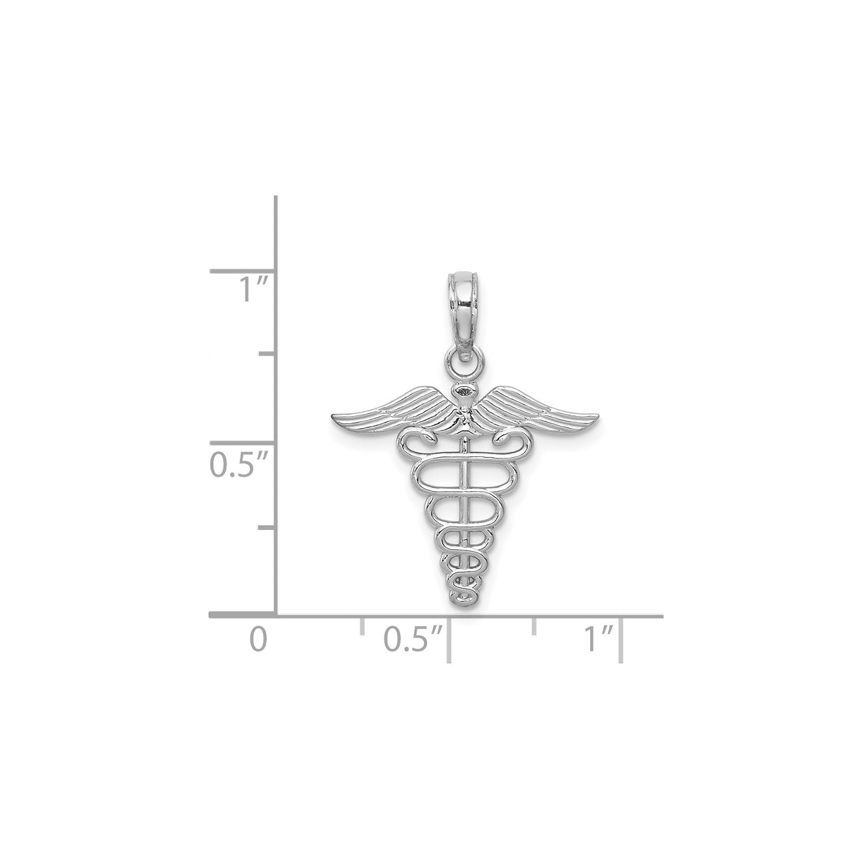14k White Gold Caduceus Pendant with Winged Snake Symbol for Medical Professionals