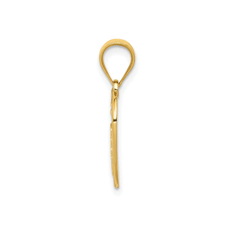 14k Yellow Gold Pendant, Caduceus Open Heart Medical Symbol Charm for Nurses and Doctors
