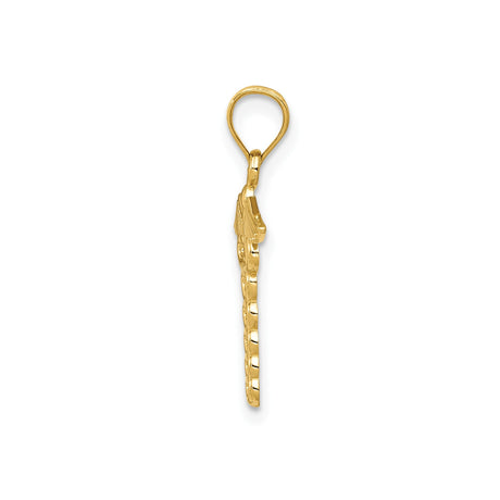 14k Yellow Gold Caduceus Pendant with Snake and Wings Symbol, Medical Charm for Healthcare Workers