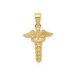 14k Yellow Gold Caduceus Pendant with Snake and Wings Symbol, Medical Charm for Healthcare Workers