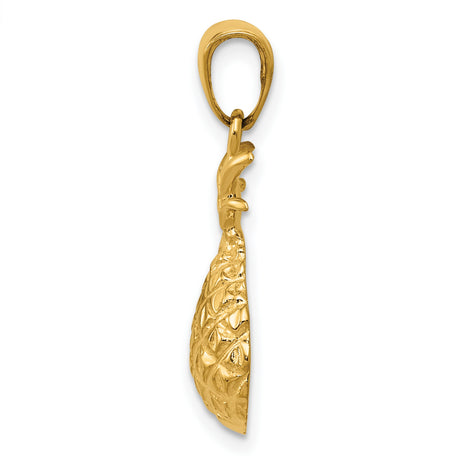 14k Yellow Gold Pineapple Pendant with Tropical Fruit Design, Beach Charm for Women